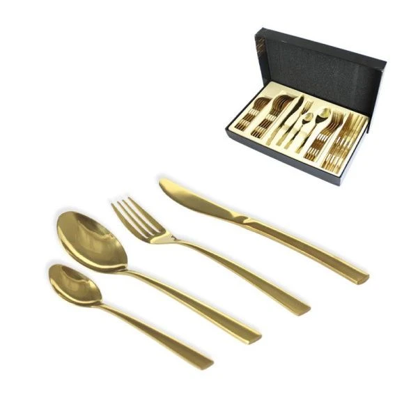 Набор столовых приборов 24пр нерж.сталь золото