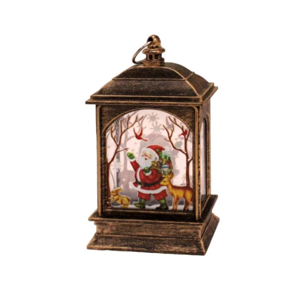 Фонарь новогодний Дед Мороз пластик 13*7см бронза, работает от батареек JC-15154 (240)