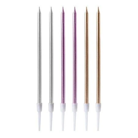 Набор свечей для торта парафин 6шт металлик PATERRA (34)