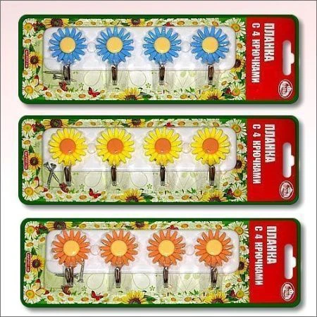 яяяВешалка 4 крючка Подсолнухи, PY27144 (12/120)