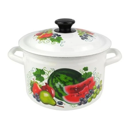 Кастрюля 4л эмаль ВОСТОЧНЫЕ ДАРЫ белая с рис. цилиндрическая борт. 41704-142/6-У (4)