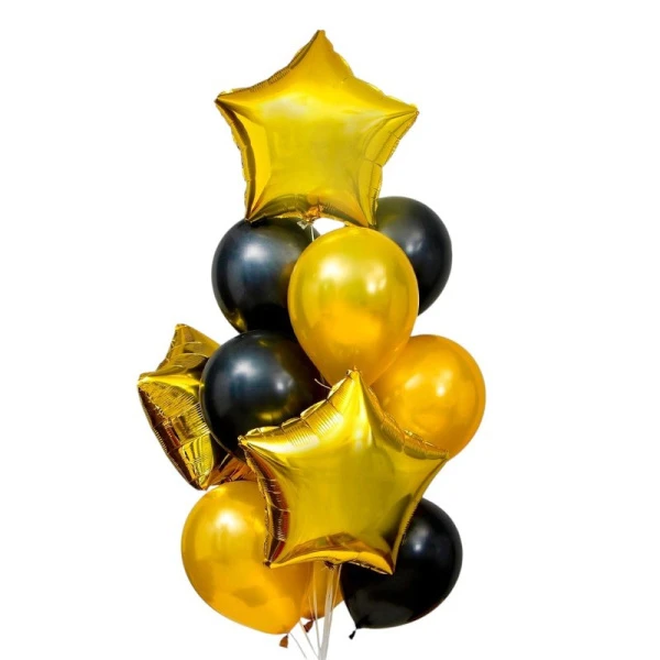 Шар воздушный латекс, фольга (набор 12шт) Стильный