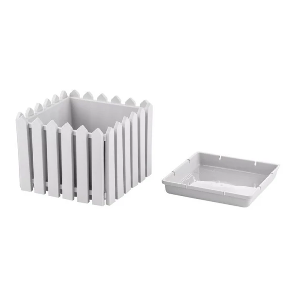 Кашпо 28,5*28,5*22,5см пластик ЛАРДО квадратное среднее белое (4)