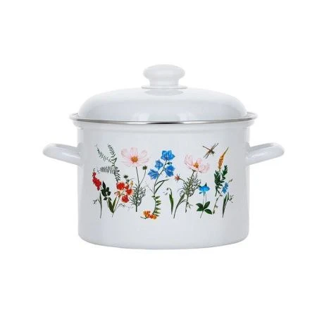 Кастрюля 4,5л эмаль ЛУГОВЫЕ ЦВЕТЫ цилиндрическая (4)