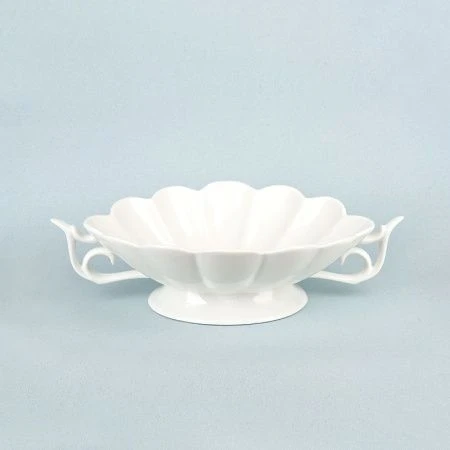 Салатник 26*17*8см фарфор МАРШМЕЛЛОУ на ножке с ручками подар.уп (24)