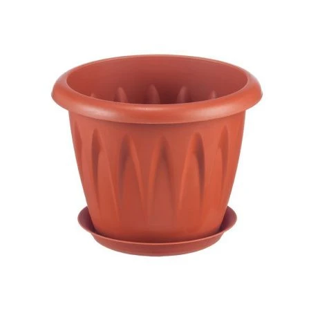 Кашпо 600мл d120мм пластик АЛИЦИЯ с поддоном Терракот (30)