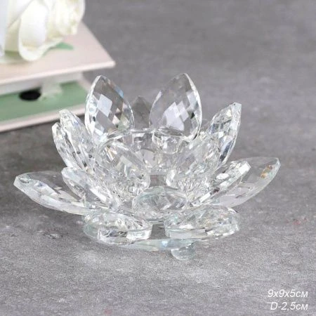 Подсвечник 10см стекло ЛОТОС прозрачный GT792 (60)