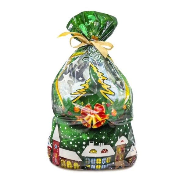 Пакет новогодний металлизированный ПП 25*40см 25мкм Зимний городок (100/2000)