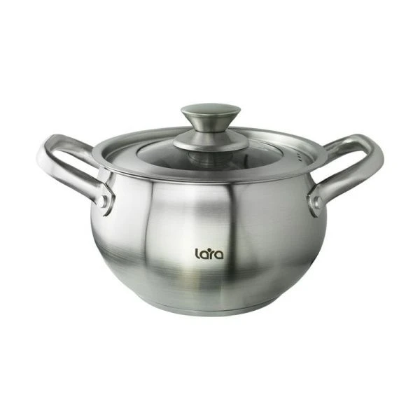 Кастрюля 3,1л нерж.сталь ТОКИО стекл.крышка 18см, h11,5см, индукц.капс.дно LR02-262 (4)