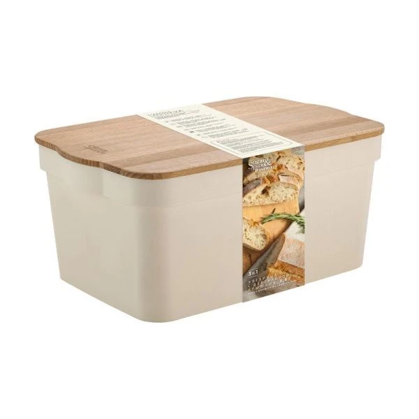 Хлебница 7,5л 325*214*145мм пластик Sugar&Spice Rosemary с деревянной крышкой (4)