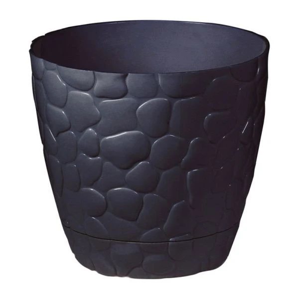 Кашпо 1,4л d150мм пластик КАМНИ коричневый ротанг (24)