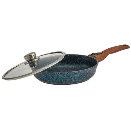 Сковорода-сотейник 22см алюминий АП МЕГАЛИТ 18 стекл.крышка съем.ручка soft-touch Гранит (6)