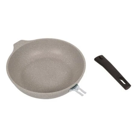 Сковорода 26см h6см алюминий АП со съемной ручкой стекл.крышкой светлый мрамор (4)