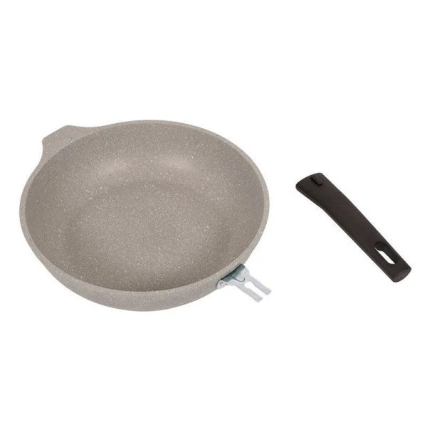 Сковорода 26см h6см алюминий АП со съемной ручкой стекл.крышкой светлый мрамор (4)