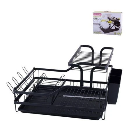 Сушилка для посуды с поддоном 57,5*35*27,5см алюминий черная арт.0750 (6)