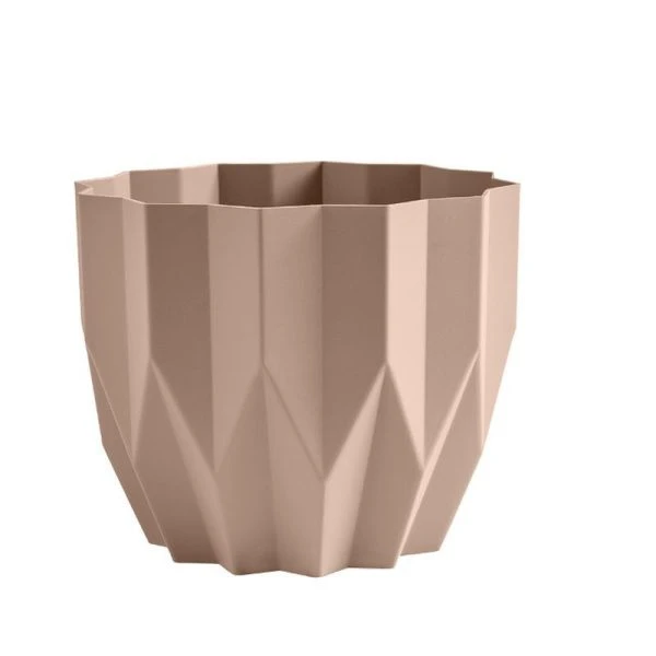 Кашпо 800мл 10,5*13см пластик ГЕОМЕТРИЯ фраппе (27)