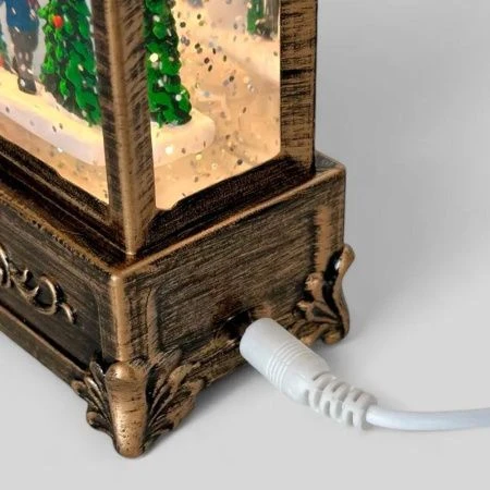 Фонарь новогодний музык. со снегом и водой 30*22*9см usb,от батареек (в комплект не входят)(8)JC-169