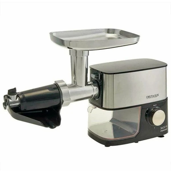 Мясорубка электрическая нерж.сталь DELTA LUX DE-602MS черная 3600Вт насадка для томата(4)
