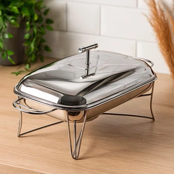 Мармит 2,2л 44*24,5*16,5см стекло INVITE прямоугольный на мет.подставке, 2 свечи ABI030 (4)