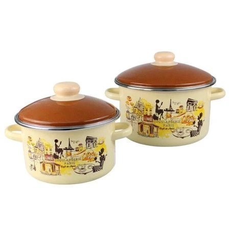 Набор посуды 3пр 2/3/4л эмаль ПАРИЖСКОЕ КАФЕ цилиндрический ванильный 2-222/6 (1)