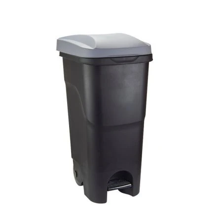 Бак для мусора 85л 390*500*860мм пластик с педалью на колесах серый (1)