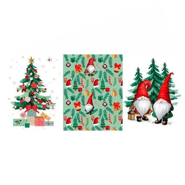 Полотенце кухонное вафельные 45*60см Новогодние гномики