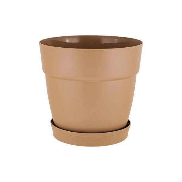 Горшок для цветов 2л D170мм пластик InGreen Villa de Fiori с фикс. поддоном молочный шоколад (15)