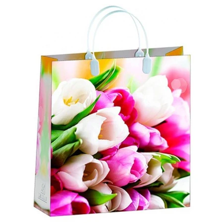 Пакет с пластиковой ручкой 30*30*10см Нежность тюльпанов 02-146 (20/200)