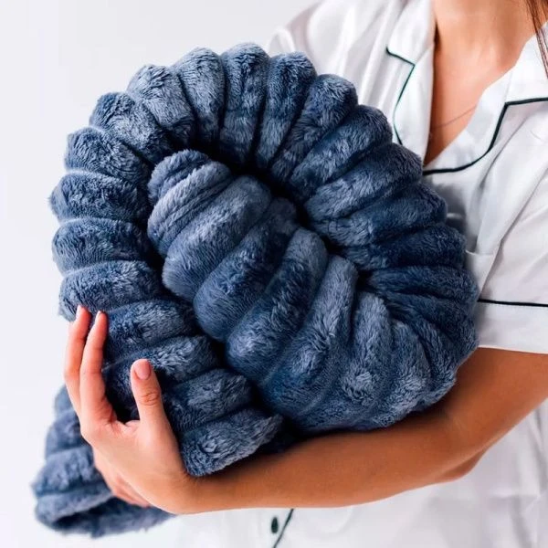 Плед 200*220см велсофт 300GSM полоска 2,5мм синий JC-17911 (10)