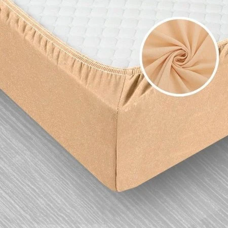 Простыня на резинке 90*200*20 трикотаж LUXE бежевый