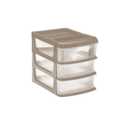 Мини комод 3 секции 9,4*13,4*11,7см пластик капучино (8)