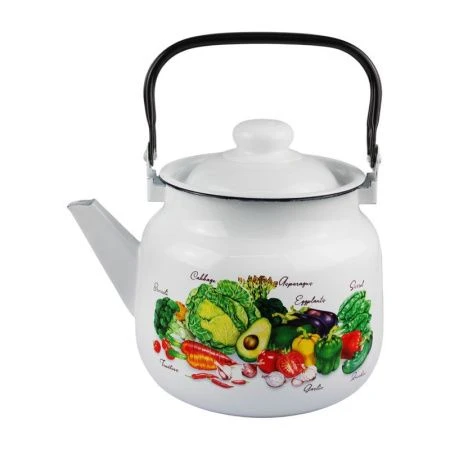 Чайник 3,5л эмаль УРОЖАЙ белый с рис. 01-2713/4 (4)