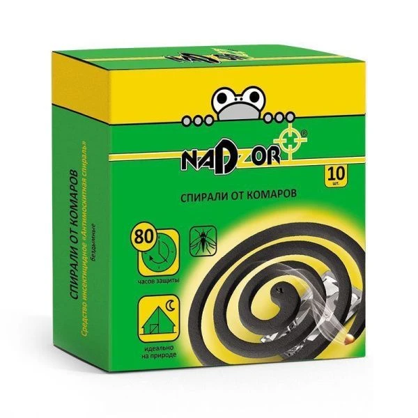 Спирали от комаров малодымные 10шт. без запаха черные Nadzor (60)