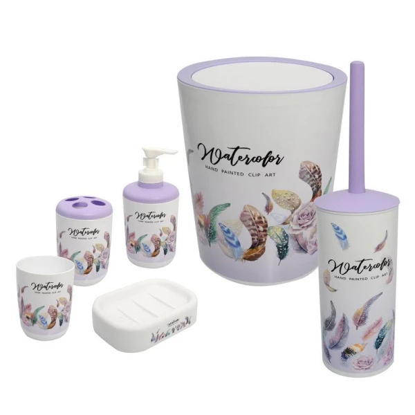 Набор для ванной комнаты полирезин 6пр ПЕРЬЯ JC-13711 (12)