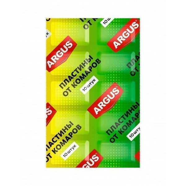 Пластины от комаров без запаха 10шт. зеленые поперечные ARGUS АR-001250)