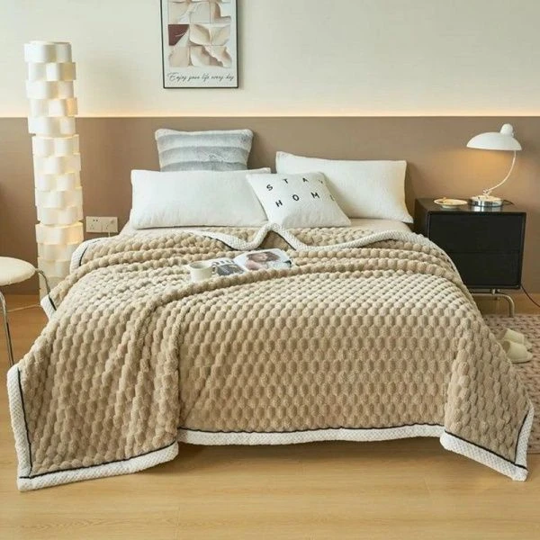 Плед-покрывало 200*230 иск.мех коричневый