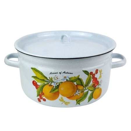 Кастрюля 5,5л эмаль ФРУКТОВАЯ ФАНТАЗИЯ цилиндрическая  С-1617/4рб (4)