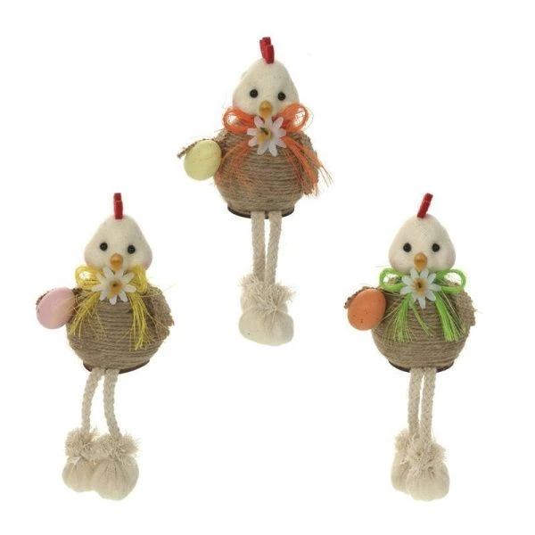 Декор пасхальный Цыпленок текстиль, 7*6*15см 3 вида (12/360)