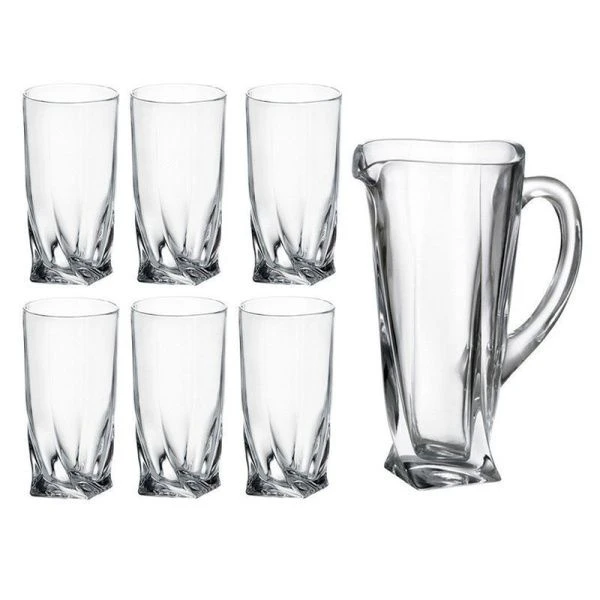 Набор питьевой 7пр стекло КВАДРО (графин 800мл, стаканы 6шт 340мл) (3) 16215