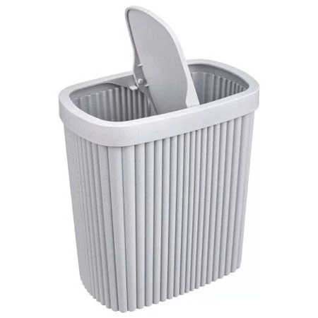 Контейнер для мусора 1,9л 225*140*253мм пластик VELVET светло-серый флэк с подвижной крышкой (8)