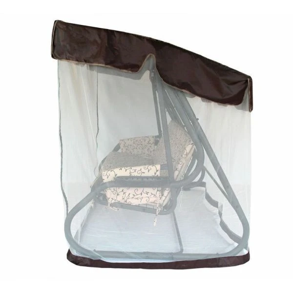 Качели садовые металл КАТРИН 3-х мест. (до 350кг) каркас корич., рис.бежевый 200*140*165см