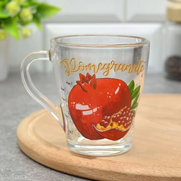 Кружка 250мл стекло Грация ПОЛЕЗНЫЙ ГРАНАТ (20)