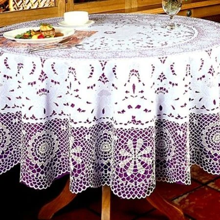Скатерть 72 (180см) ПВХ КРУГ CROCHET белая S-311 (36) ВЫВОД