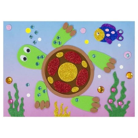 яяяНабор для творчества Мягкая аппликация со стразами 3D МИЛАЯ ЧЕРЕПАШКА