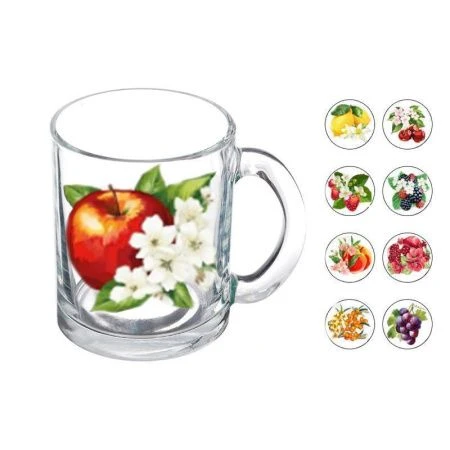 Кружка 320мл стекло ЦВЕТЫ И ФРУКТЫ04с1208 (24)