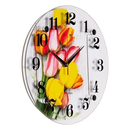 Часы настенные стекло 30см РУБИН Тюльпаны (10)