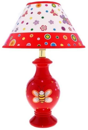 Лампа настольная детская с абажуром Пчелка красная h=37см 107273