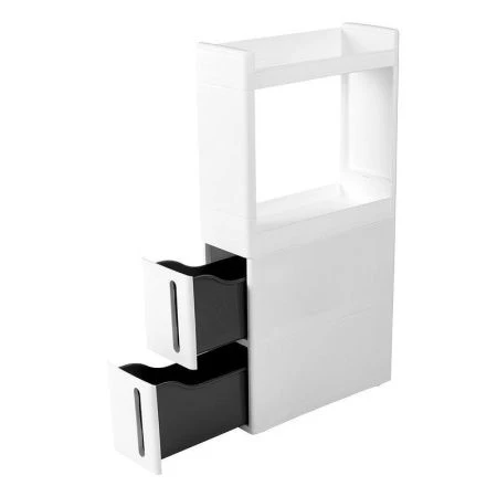 Стойка на колесах узкая 2ящика + 2секции 45*17*84,5см пластик АЛЬБА Белый (1)