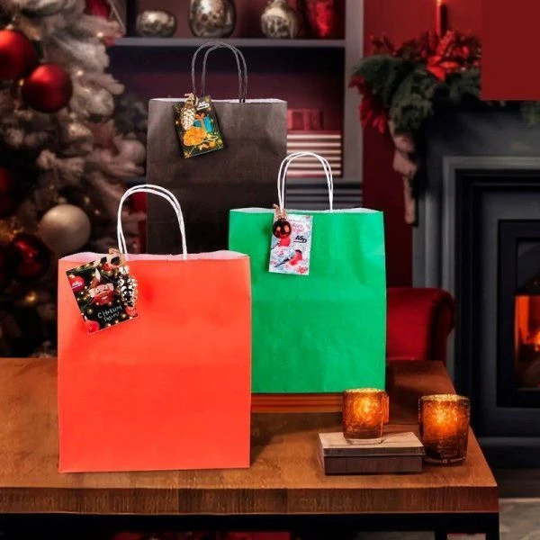 Пакет бумажный с кручеными ручками 22*25*12см зеленый (250)