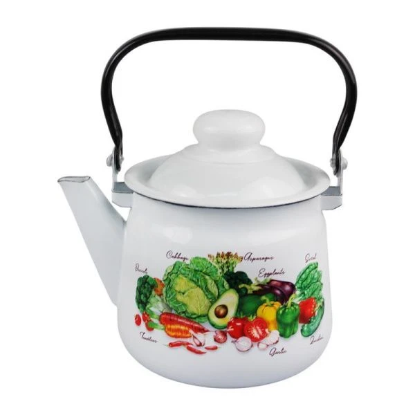 Чайник 1,5л эмаль УРОЖАЙ белый с рис. 01-2708/4 (8)